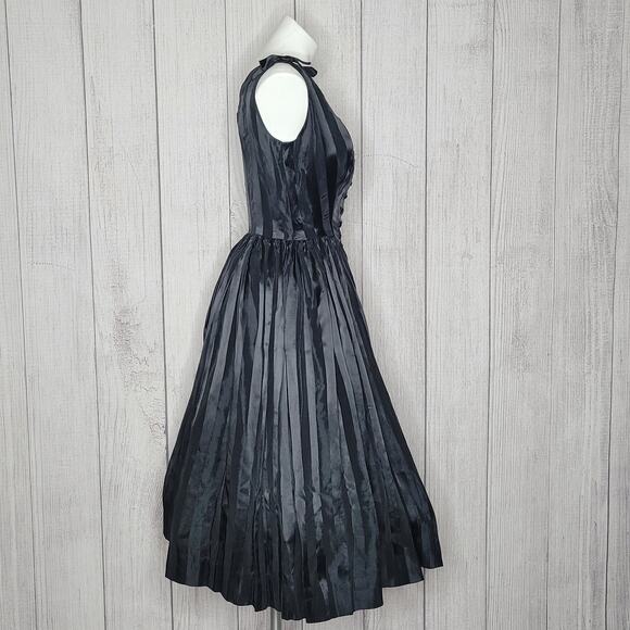 Vintage 50s Black Striped Cocktail Party Dress by Lanz Original - Picture 2 of 7